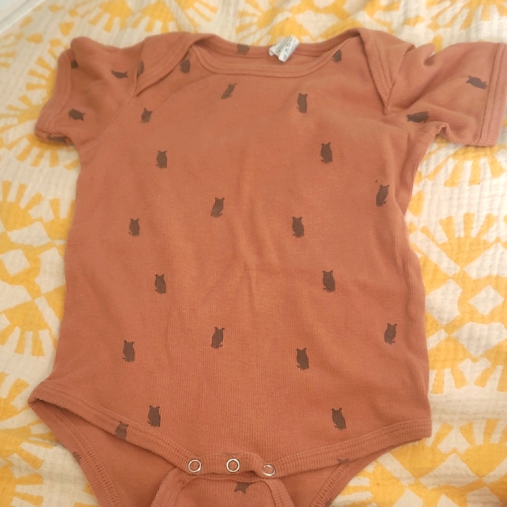 Kate Quinn Brown Owl Print Onesie
